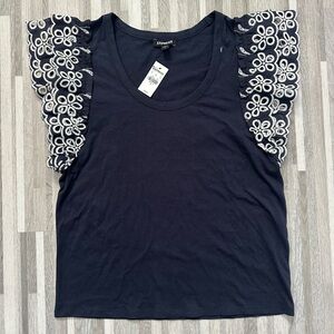 Express Navy Blue Lace Sleeve Top size S
